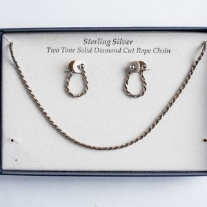 Sterling silver rope chain necklace & earrings